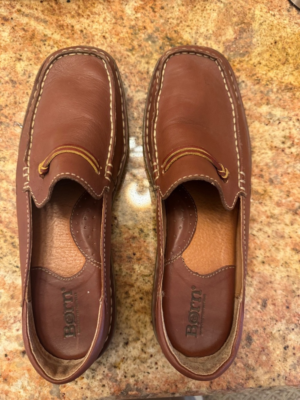 Born Brown Leather Slip-On Loafers